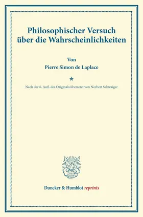 Laplace |  Philosophischer Versuch über die Wahrscheinlichkeiten | Buch |  Sack Fachmedien