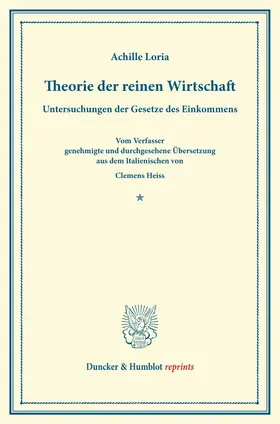 Loria |  Theorie der reinen Wirtschaft. | Buch |  Sack Fachmedien