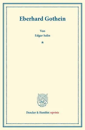 Salin |  Eberhard Gothein | Buch |  Sack Fachmedien
