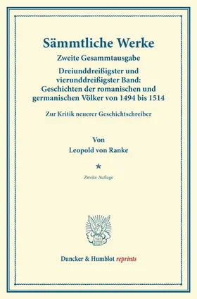 Ranke |  Sämmtliche Werke. | Buch |  Sack Fachmedien