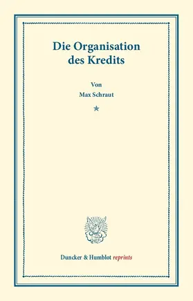 Schraut |  Die Organisation des Kredits | Buch |  Sack Fachmedien