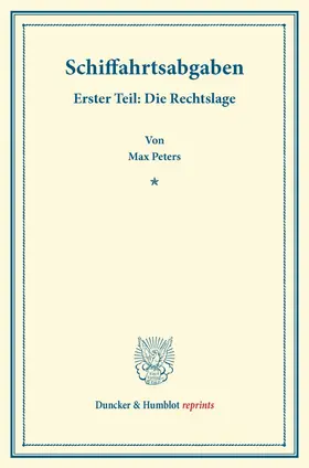 Peters |  Schiffahrtsabgaben. | Buch |  Sack Fachmedien