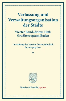  Verfassung und Verwaltungsorganisation der Städte. | Buch |  Sack Fachmedien