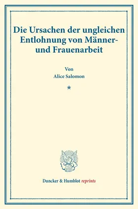 Salomon |  Die Ursachen der ungleichen Entlohnung von Männer- und Frauenarbeit. | Buch |  Sack Fachmedien
