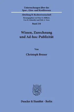 Breuer |  Wissen, Zurechnung und Ad-hoc-Publizität. | Buch |  Sack Fachmedien