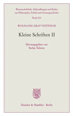 Talmon / Vitzthum |  Kleine Schriften II. | Buch |  Sack Fachmedien