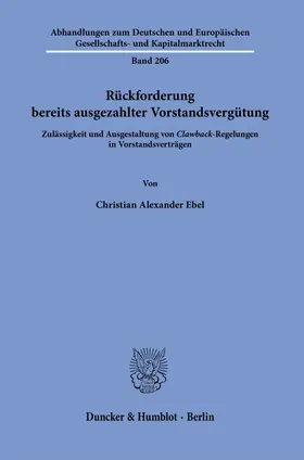 Ebel |  Rückforderung bereits ausgezahlter Vorstandsvergütung. | Buch |  Sack Fachmedien