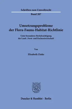 Zinke |  Umsetzungsprobleme der Flora-Fauna-Habitat-Richtlinie | Buch |  Sack Fachmedien