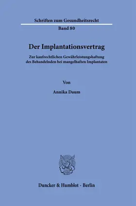 Daum |  Der Implantationsvertrag | Buch |  Sack Fachmedien
