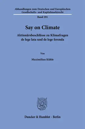 Kühle |  Say on Climate | Buch |  Sack Fachmedien