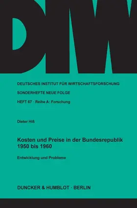 Hiß |  Kosten und Preise in der Bundesrepublik 1950 bis 1960 | eBook | Sack Fachmedien