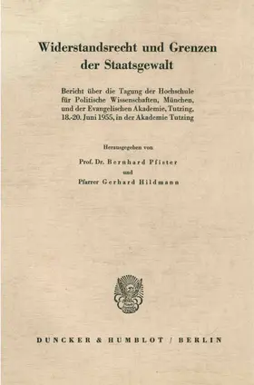 Pfister / Hildmann |  Widerstandsrecht und Grenzen der Staatsgewalt. | eBook | Sack Fachmedien