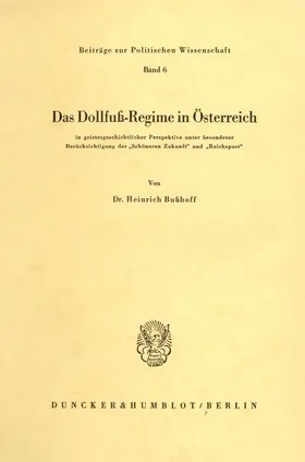 Bußhoff |  Das Dollfuß-Regime in Österreich | eBook | Sack Fachmedien