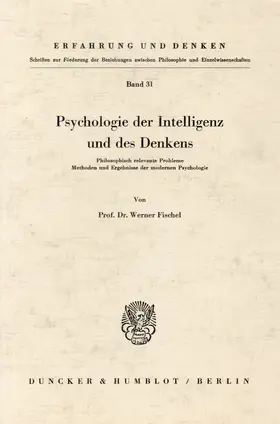 Fischel |  Psychologie der Intelligenz und des Denkens. | eBook | Sack Fachmedien