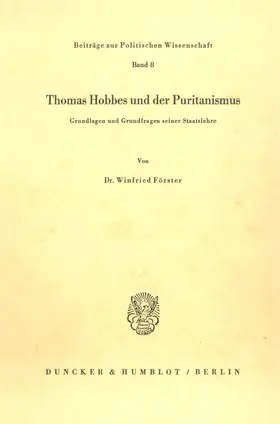 Förster |  Thomas Hobbes und der Puritanismus. | eBook | Sack Fachmedien