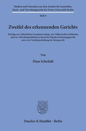 Schefold |  Zweifel des erkennenden Gerichts. | eBook | Sack Fachmedien