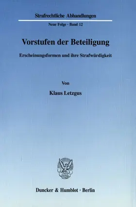 Letzgus |  Vorstufen der Beteiligung. | eBook | Sack Fachmedien