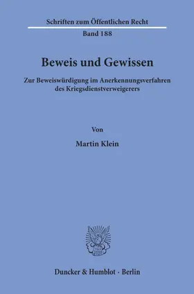 Klein |  Beweis und Gewissen. | eBook | Sack Fachmedien