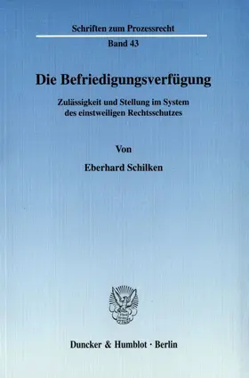 Schilken |  Die Befriedigungsverfügung. | eBook | Sack Fachmedien
