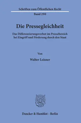 Leisner | Die Pressegleichheit | E-Book | sack.de
