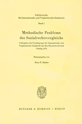 Zacher |  Methodische Probleme des Sozialrechtsvergleichs. | eBook | Sack Fachmedien