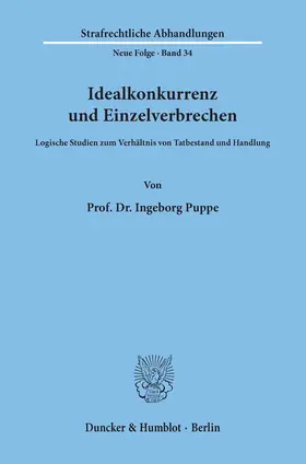 Puppe |  Idealkonkurrenz und Einzelverbrechen | eBook | Sack Fachmedien