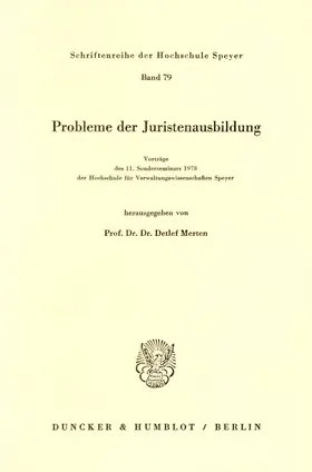 Merten | Probleme der Juristenausbildung. | E-Book | sack.de