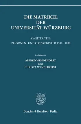  Die Matrikel der Universität Würzburg. | eBook | Sack Fachmedien