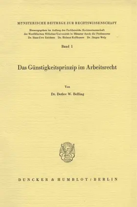 Belling |  Das Günstigkeitsprinzip im Arbeitsrecht. | eBook | Sack Fachmedien