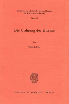Bühl |  Die Ordnung des Wissens. | eBook | Sack Fachmedien