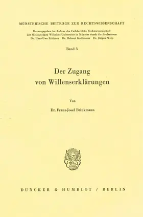 Brinkmann |  Der Zugang von Willenserklärungen. | eBook | Sack Fachmedien