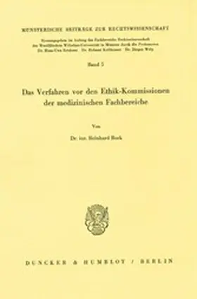 Bork |  Das Verfahren vor den Ethik-Kommissionen der medizinischen Fachbereiche. | eBook | Sack Fachmedien