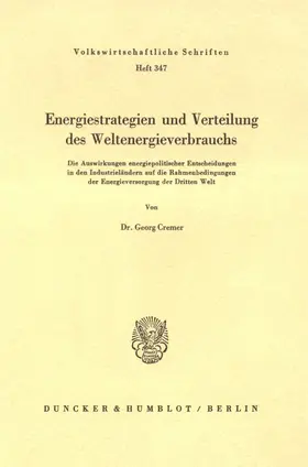 Cremer |  Energiestrategien und Verteilung des Weltenergieverbrauchs. | eBook | Sack Fachmedien