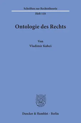 Kubeš | Ontologie des Rechts. | E-Book | www2.sack.de