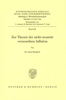 Menkhoff |  Zur Theorie der nicht-monetär verursachten Inflation. | eBook | Sack Fachmedien
