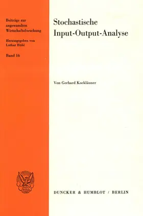 Kockläuner |  Stochastische Input-Output-Analyse. | eBook | Sack Fachmedien