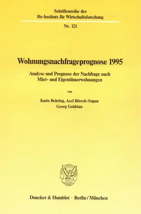 Behring / Goldrian / Börsch-Supan |  Wohnungsnachfrageprognose 1995. | eBook | Sack Fachmedien