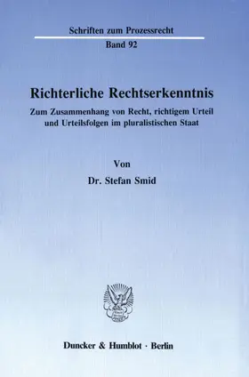 Smid |  Richterliche Rechtserkenntnis. | eBook | Sack Fachmedien