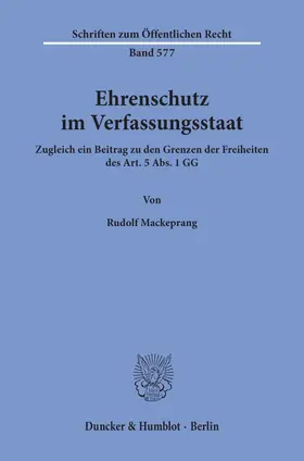 Mackeprang | Ehrenschutz im Verfassungsstaat. | E-Book | sack.de