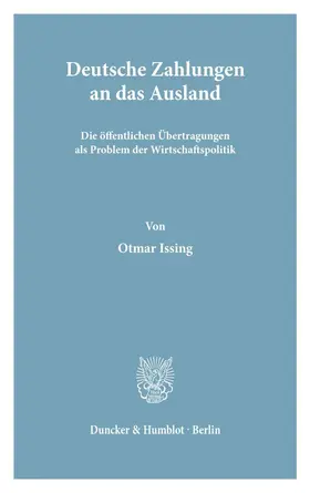 Issing |  Deutsche Zahlungen an das Ausland. | eBook | Sack Fachmedien