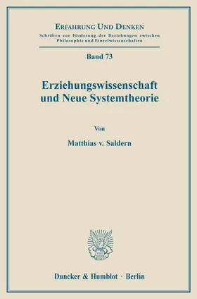 Saldern |  Erziehungswissenschaft und Neue Systemtheorie. | eBook | Sack Fachmedien