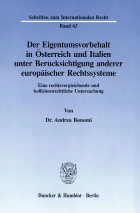 Bonomi |  Der Eigentumsvorbehalt in Österreich und Italien unter Berücksichtigung anderer europäischer Rechtssysteme. | eBook | Sack Fachmedien