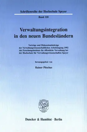 Pitschas | Verwaltungsintegration in den neuen Bundesländern. | E-Book | www2.sack.de