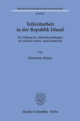 Siemes |  Teilzeitarbeit in der Republik Irland. | eBook | Sack Fachmedien