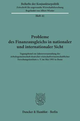 Wilkens |  Probleme des Finanzausgleichs in nationaler und internationaler Sicht. | eBook | Sack Fachmedien