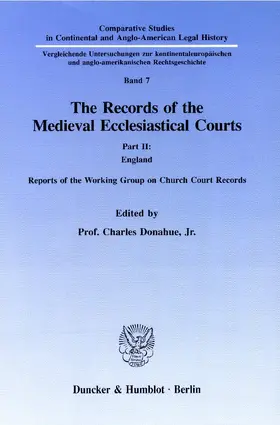 Donahue, Jr. / Donahue / Jr. |  The Records of the Medieval Ecclesiastical Courts | eBook | Sack Fachmedien