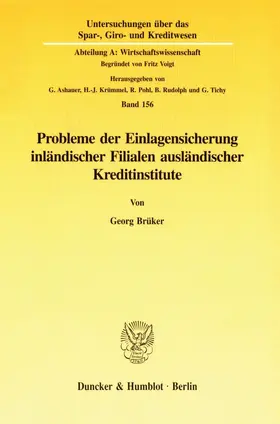 Brüker |  Probleme der Einlagensicherung inländischer Filialen ausländischer Kreditinstitute. | eBook | Sack Fachmedien