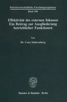 Stahrenberg | Effektivität des externen Inkassos. | E-Book | sack.de
