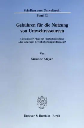 Meyer |  Gebühren für die Nutzung von Umweltressourcen. | eBook | Sack Fachmedien
