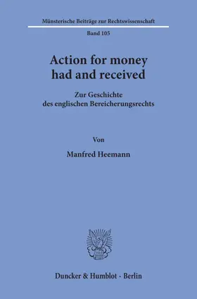 Heemann |  Action for money had and received. | eBook | Sack Fachmedien